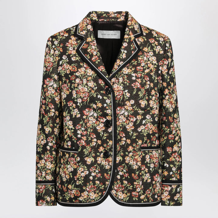 Dries Van Noten - Brown floral gobelin blazer