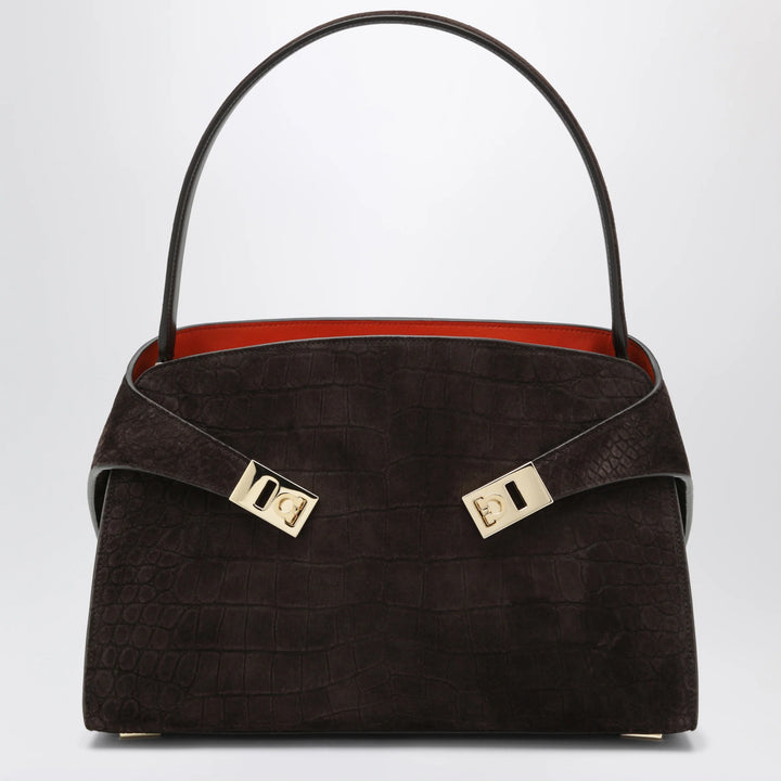 Ferragamo - Hug Soft M shoulder bag in Natural crocodile-effect