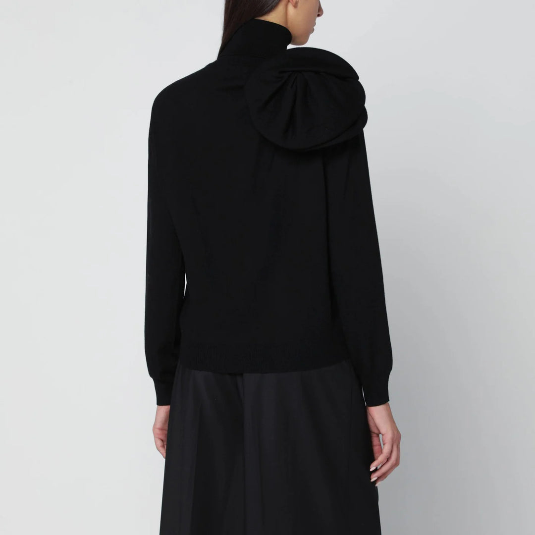 Moschino - Black turtleneck sweater with flower detail