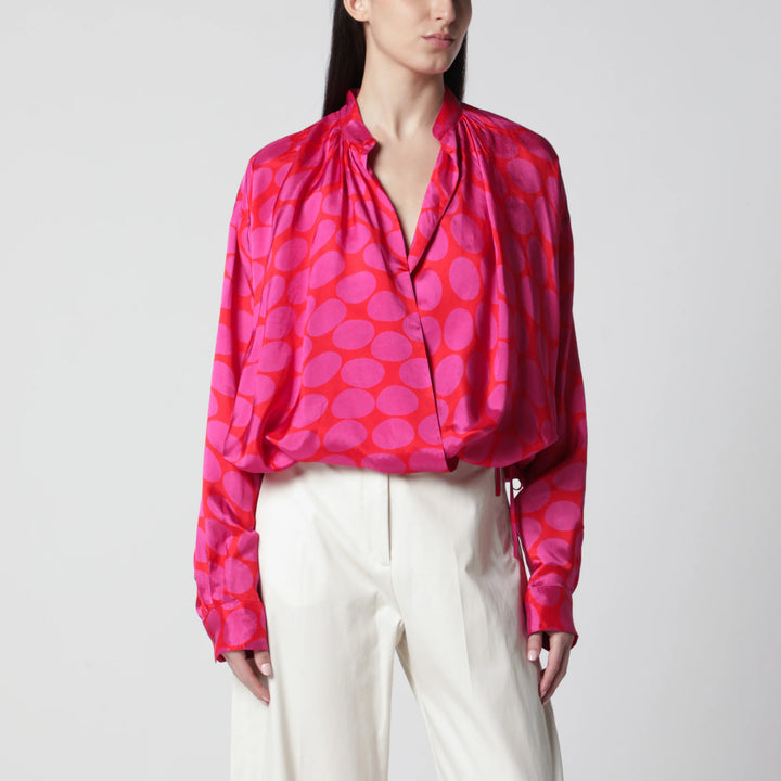Dries Van Noten - Crossed Shirt with Fuchsia Print