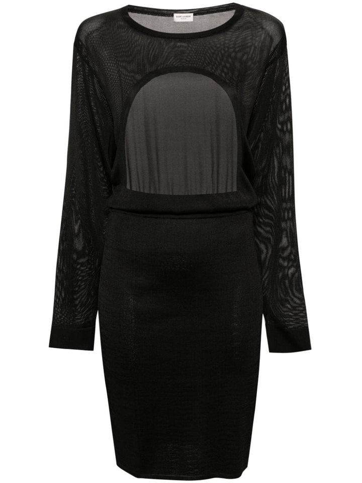 Dresses Saint Laurent Black Knitted Semi-Sheer Dress Brand
