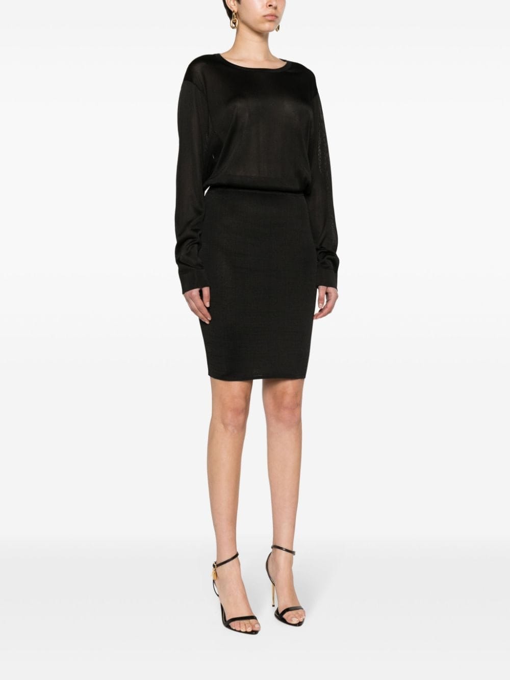 Dresses Saint Laurent Black Knitted Semi-Sheer Dress Brand