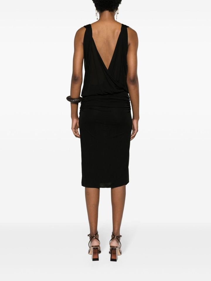 Dresses 36 Saint Laurent Black Draped V-Neck Sleeveless Dress Brand