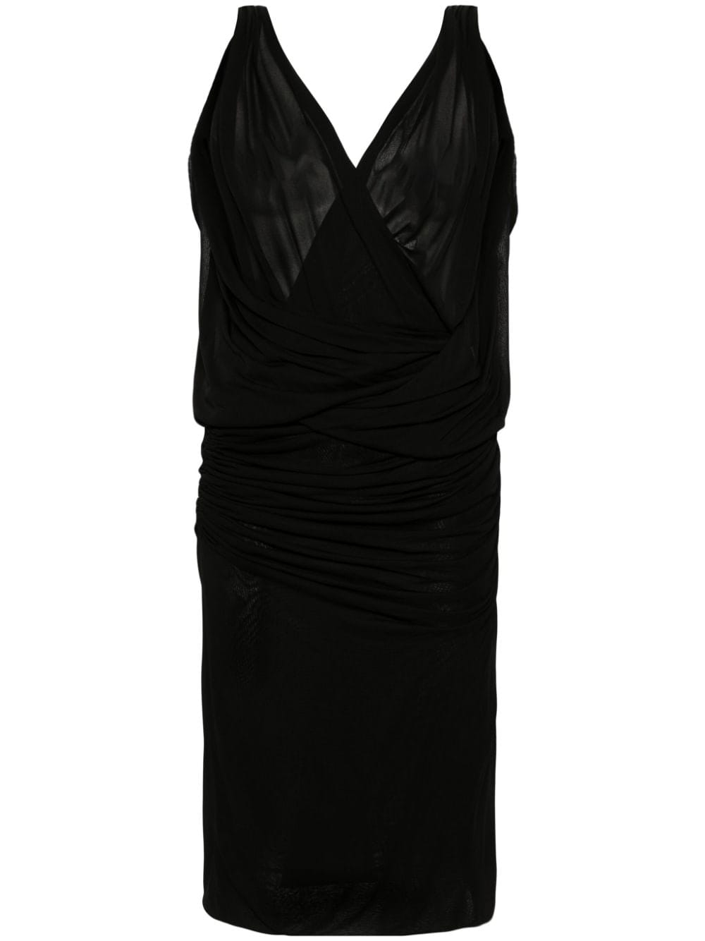 Dresses 36 Saint Laurent Black Draped V-Neck Sleeveless Dress Brand