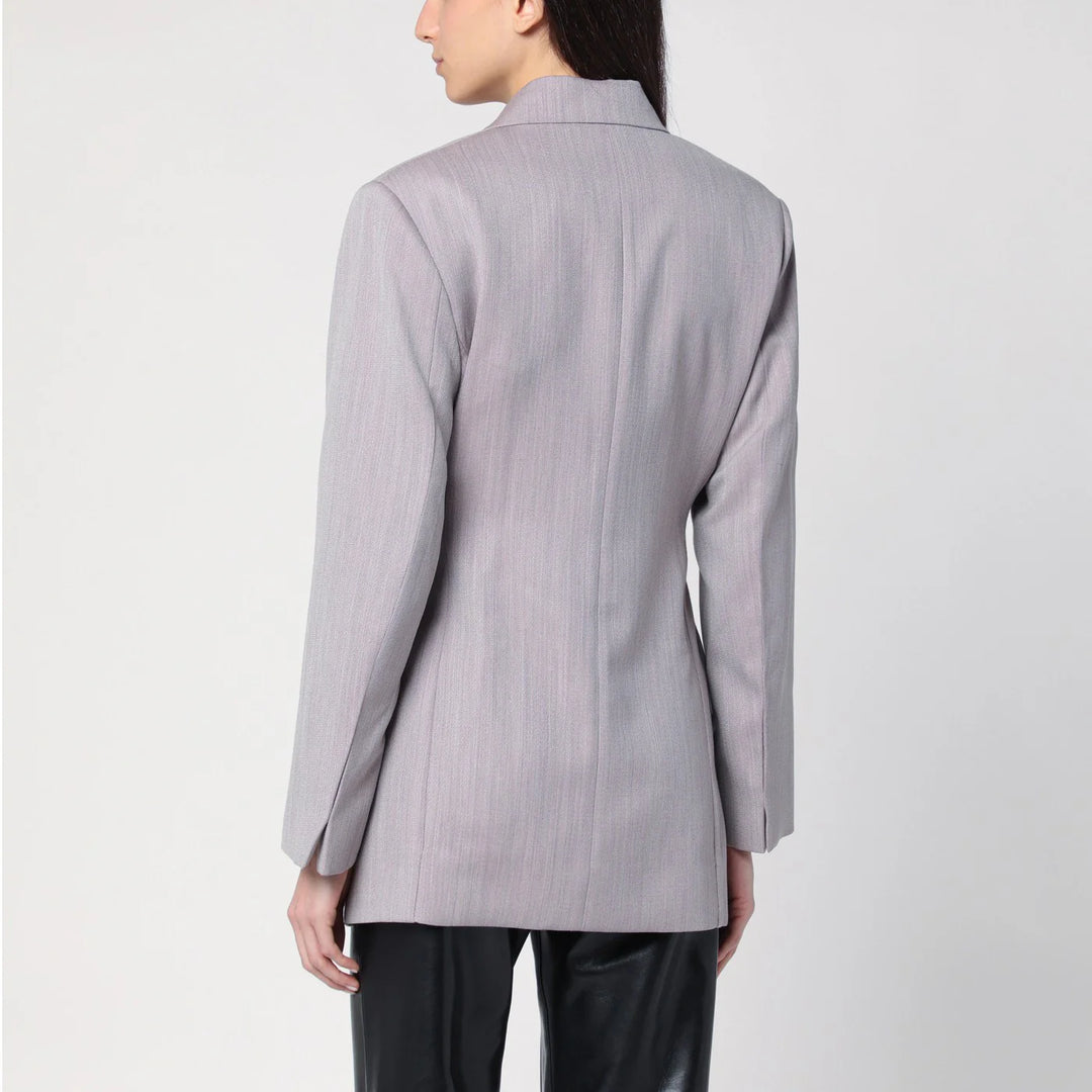 Victoria Beckham - Light grey wool jacket with belt