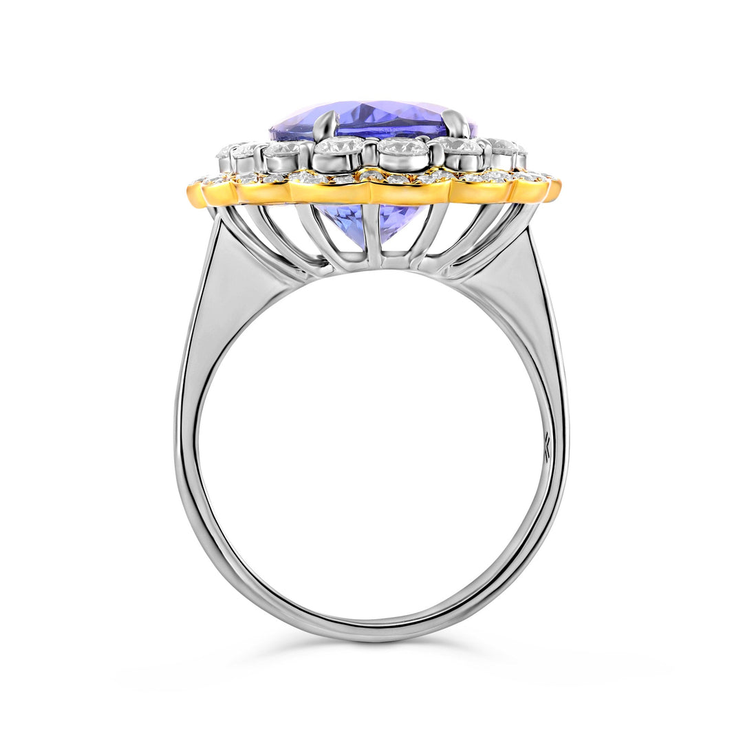 Leibish Tanzanite Floral Halo Ring