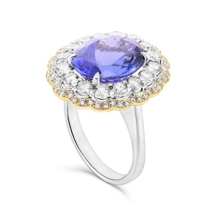 Leibish Tanzanite Floral Halo Ring