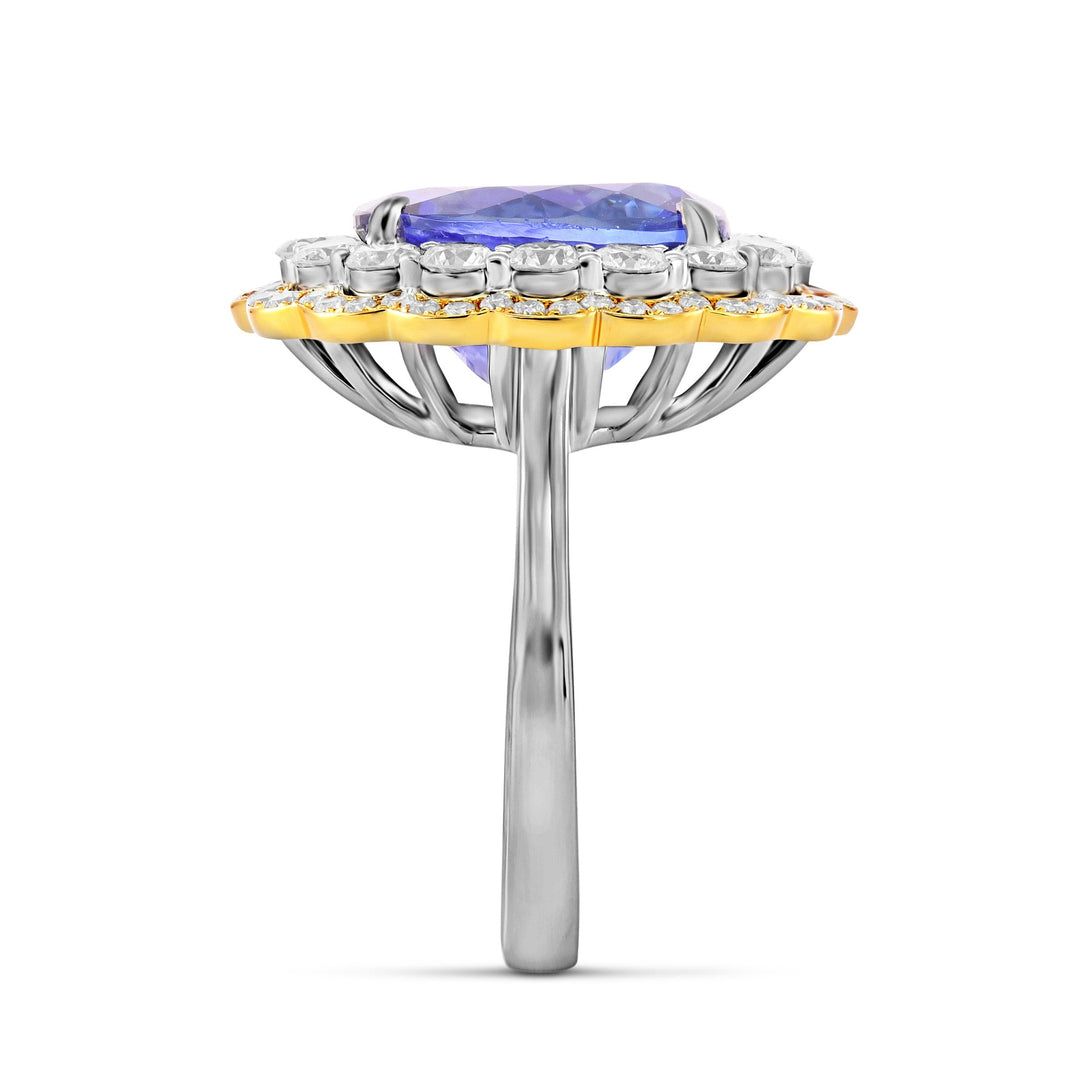 Leibish Tanzanite Floral Halo Ring