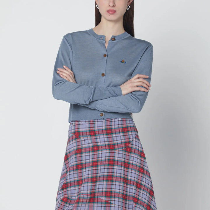 Vivienne Westwood - Ice-blue cropped wool and silk cardigan