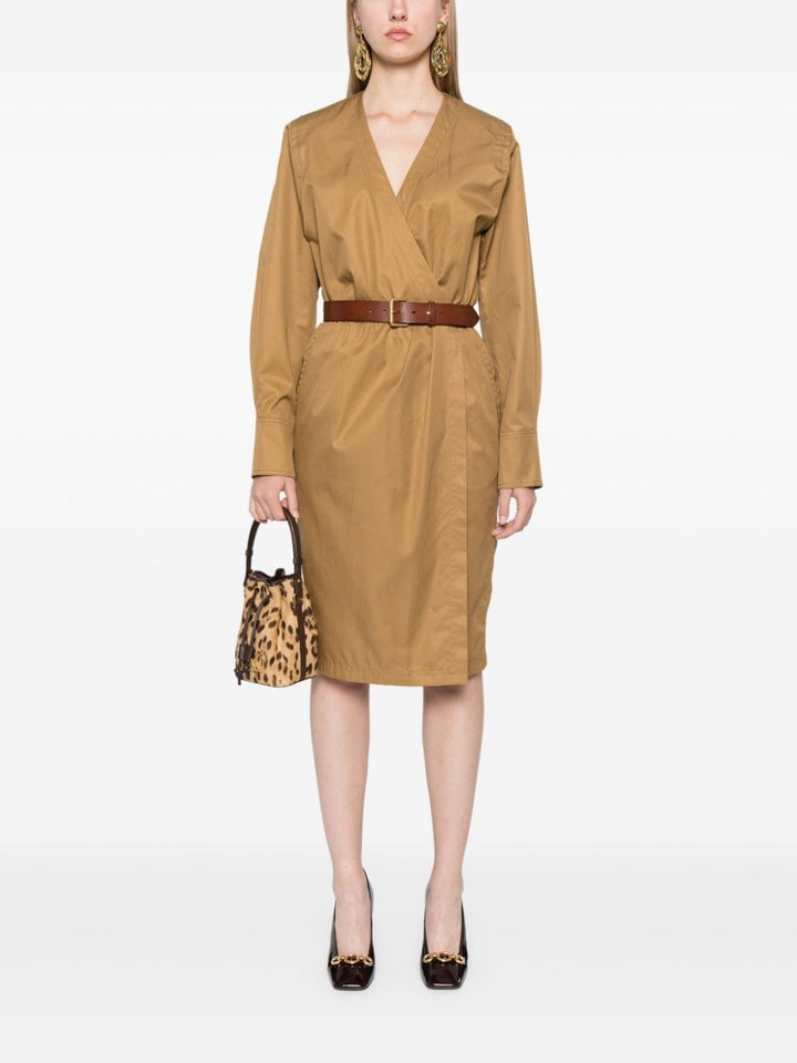 Saint Laurent Camel Brown Cotton Twill Dress