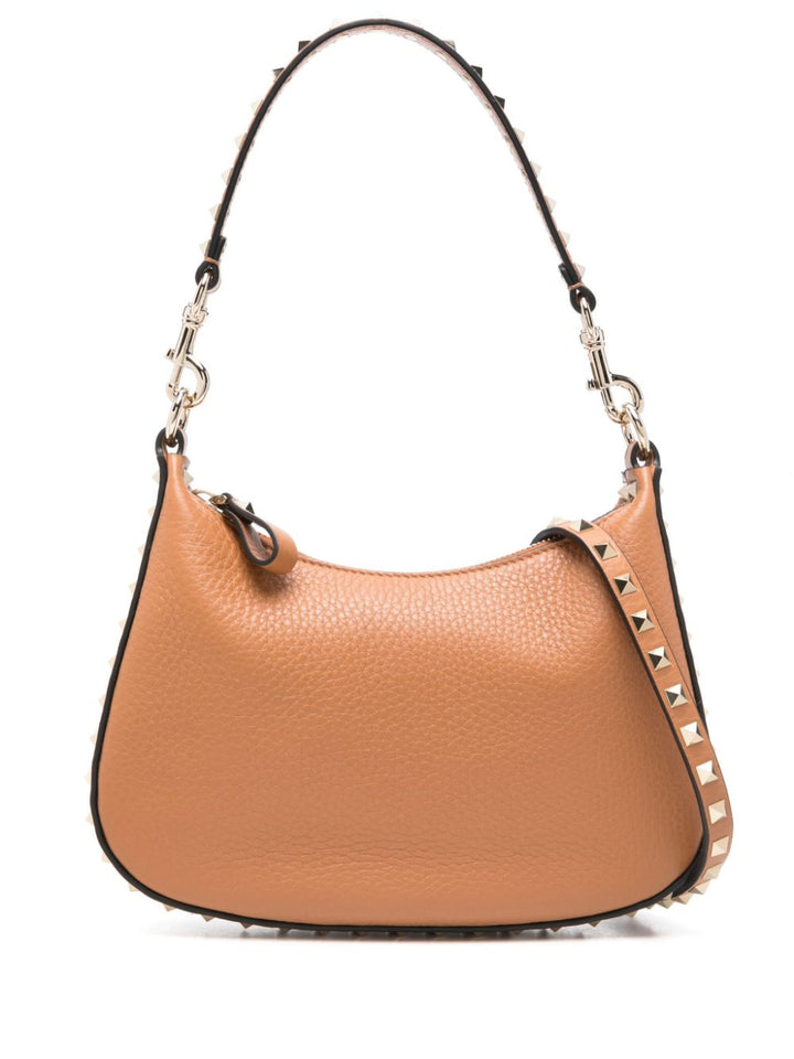 Valentino Garavani Rockstud Hobo In Pomegranate Calfskin