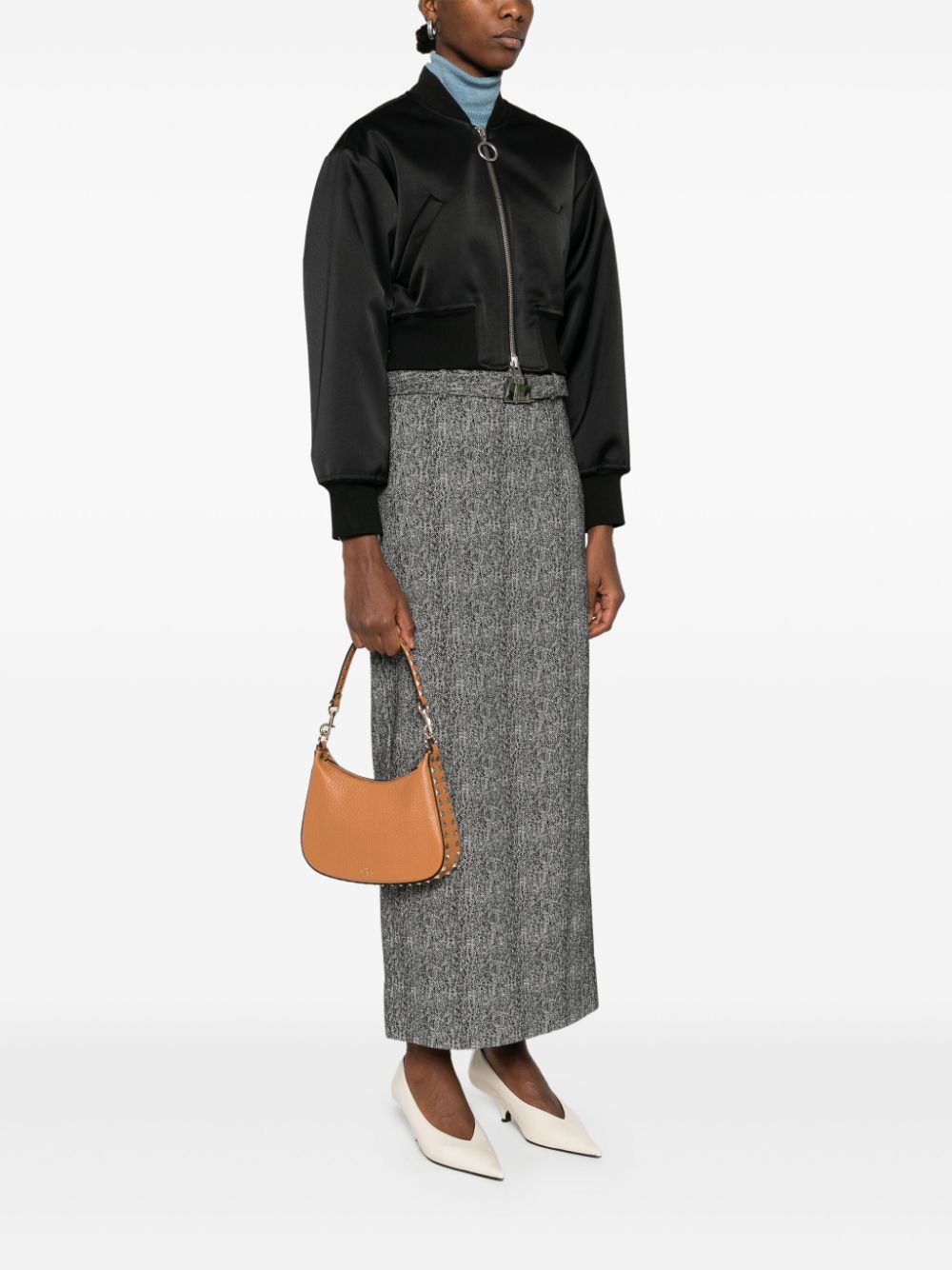 Valentino Garavani Rockstud Hobo In Pomegranate Calfskin