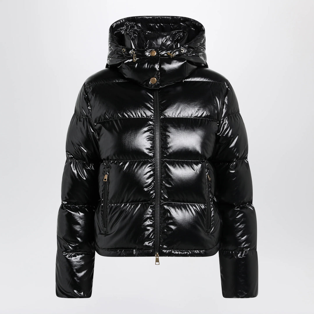 Moncler - Niveole cropped down jacket in glossy nylon black