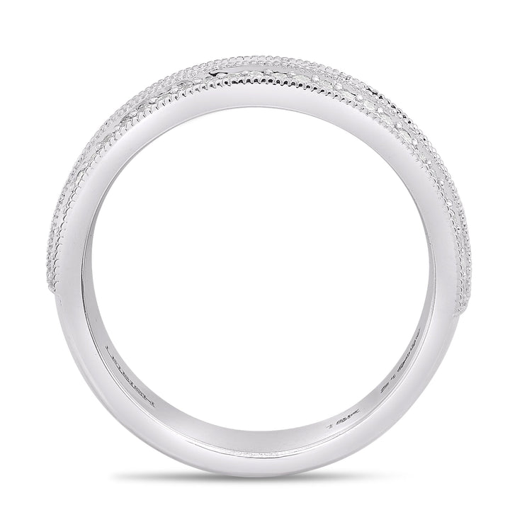 Leibish Wide Black Diamond Milgrain Band Ring