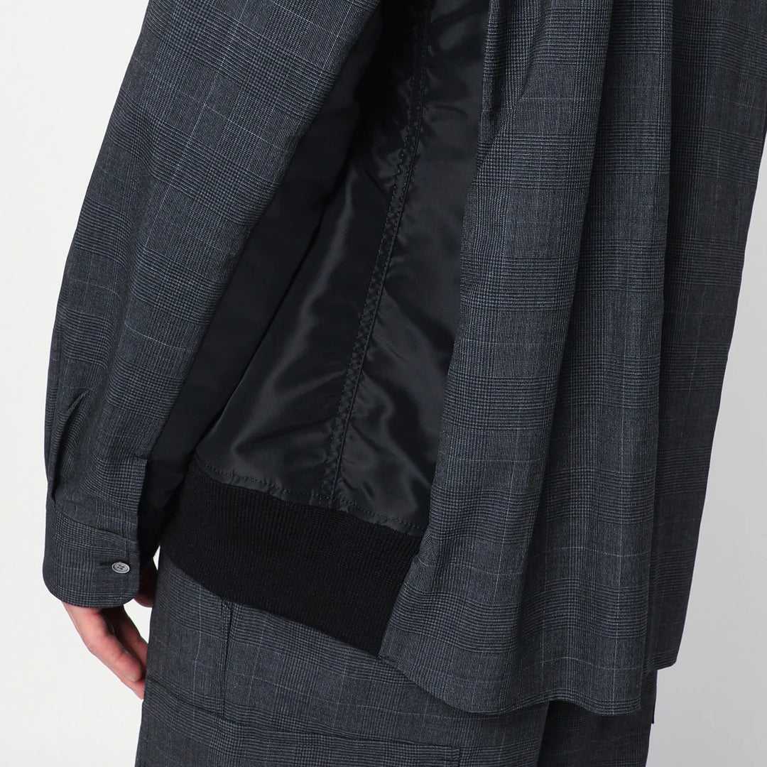 Sacai - Gray plaid wool shirt jacket