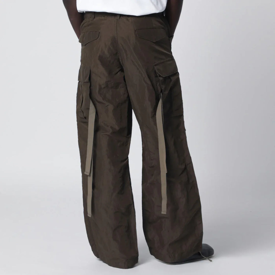 Sacai - Khaki green nylon cargo trousers