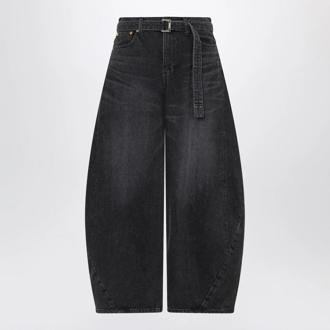 Sacai - Black wide-leg denim trousers Brand Apparel &amp; Accessories > Clothing > Pants