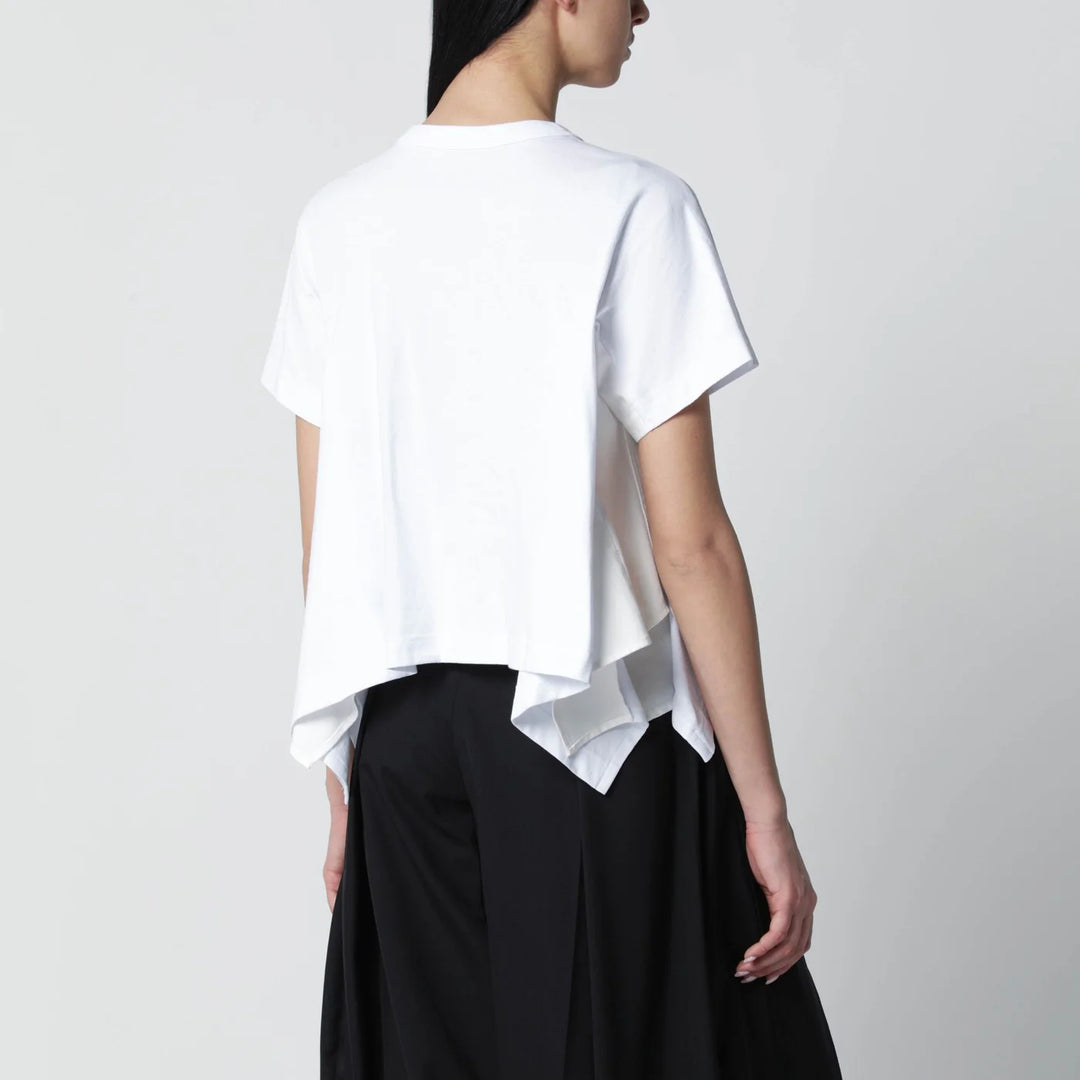 Sacai - White cropped cotton T-shirt
