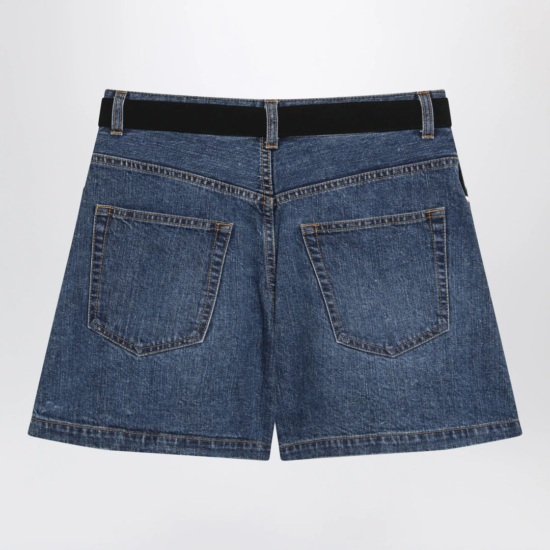 Sacai - Black wool and denim shorts
