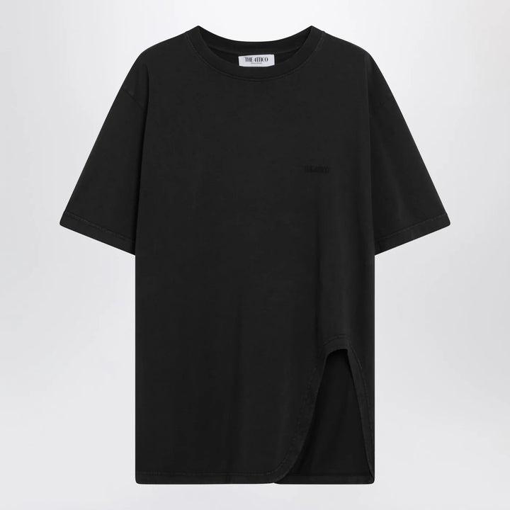 The Attico - Black washed T-shirt with shaped hem
