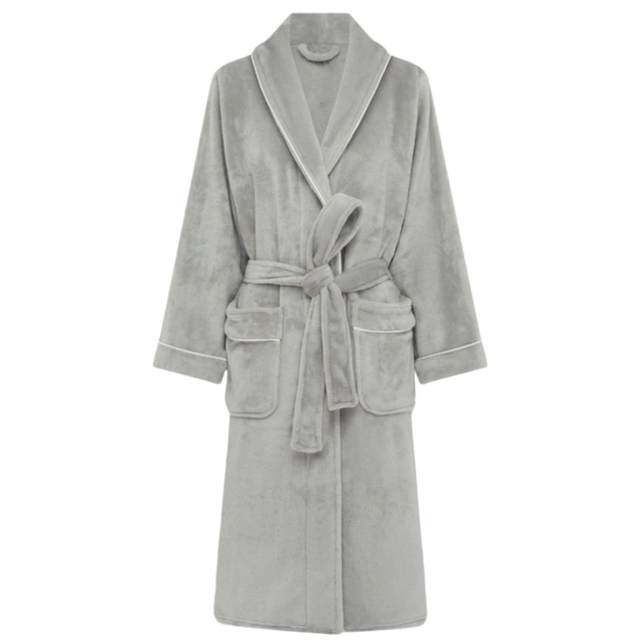 Brogo Luxe Bathrobe Dove - White Piping