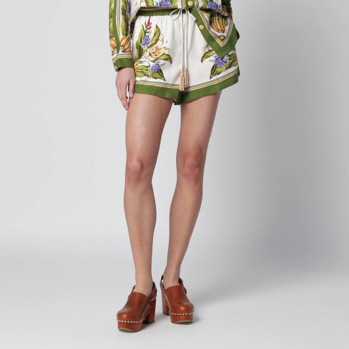 FARM Rio - Sand Tropical Scarf linen-blend shorts