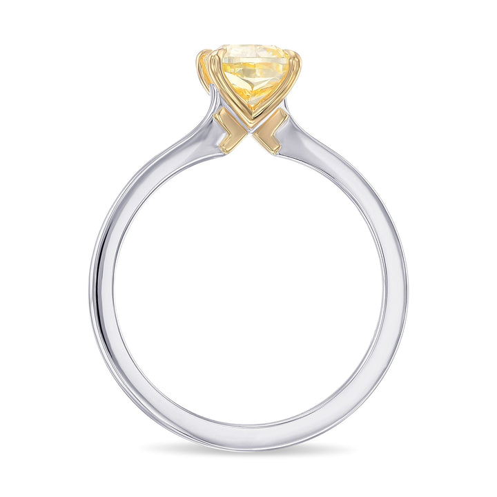 Leibish Fancy Yellow Cushion Diamond Classic Solitaire Engagement Ring