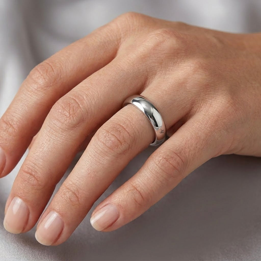Leibish Comfort Fit Domed Wedding Band