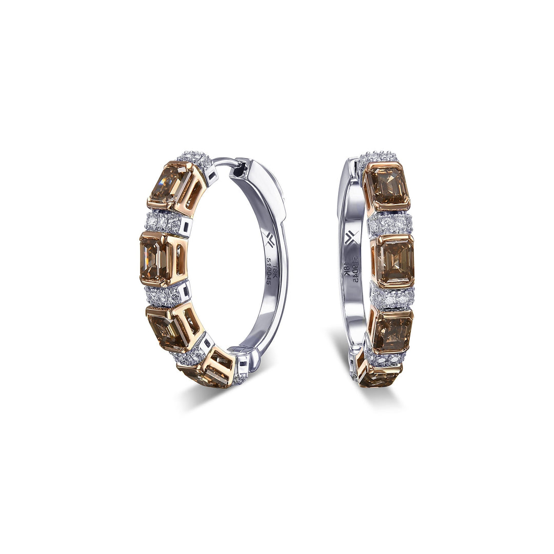 Leibish Fancy Brown Diamond Hoop Earrings