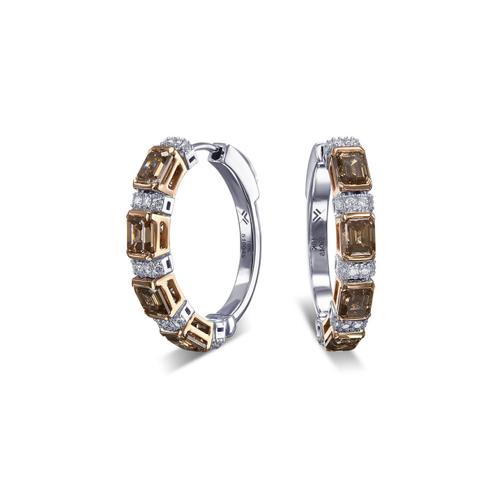 Leibish Fancy Brown Diamond Hoop Earrings
