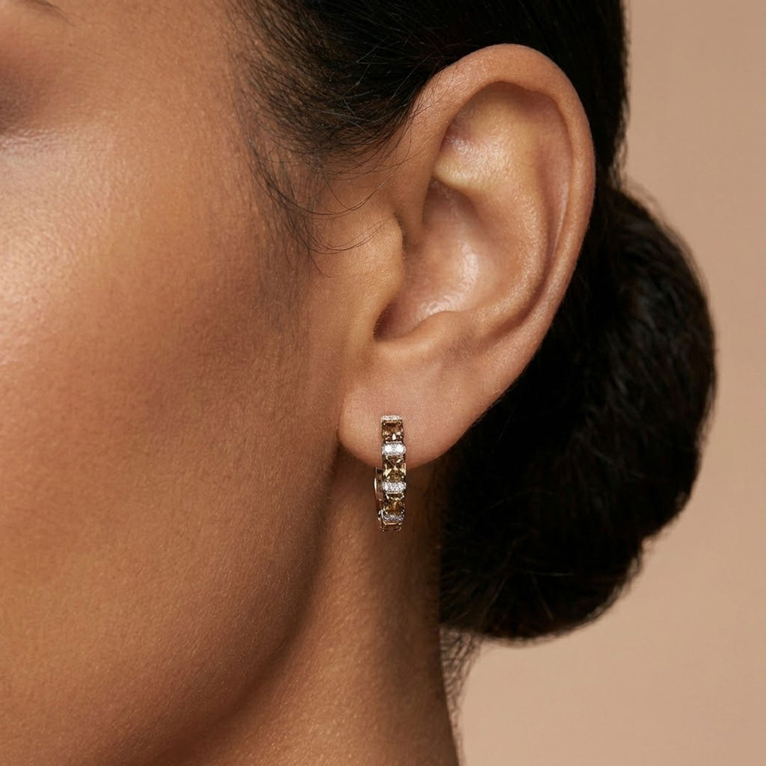 Leibish Fancy Brown Diamond Hoop Earrings