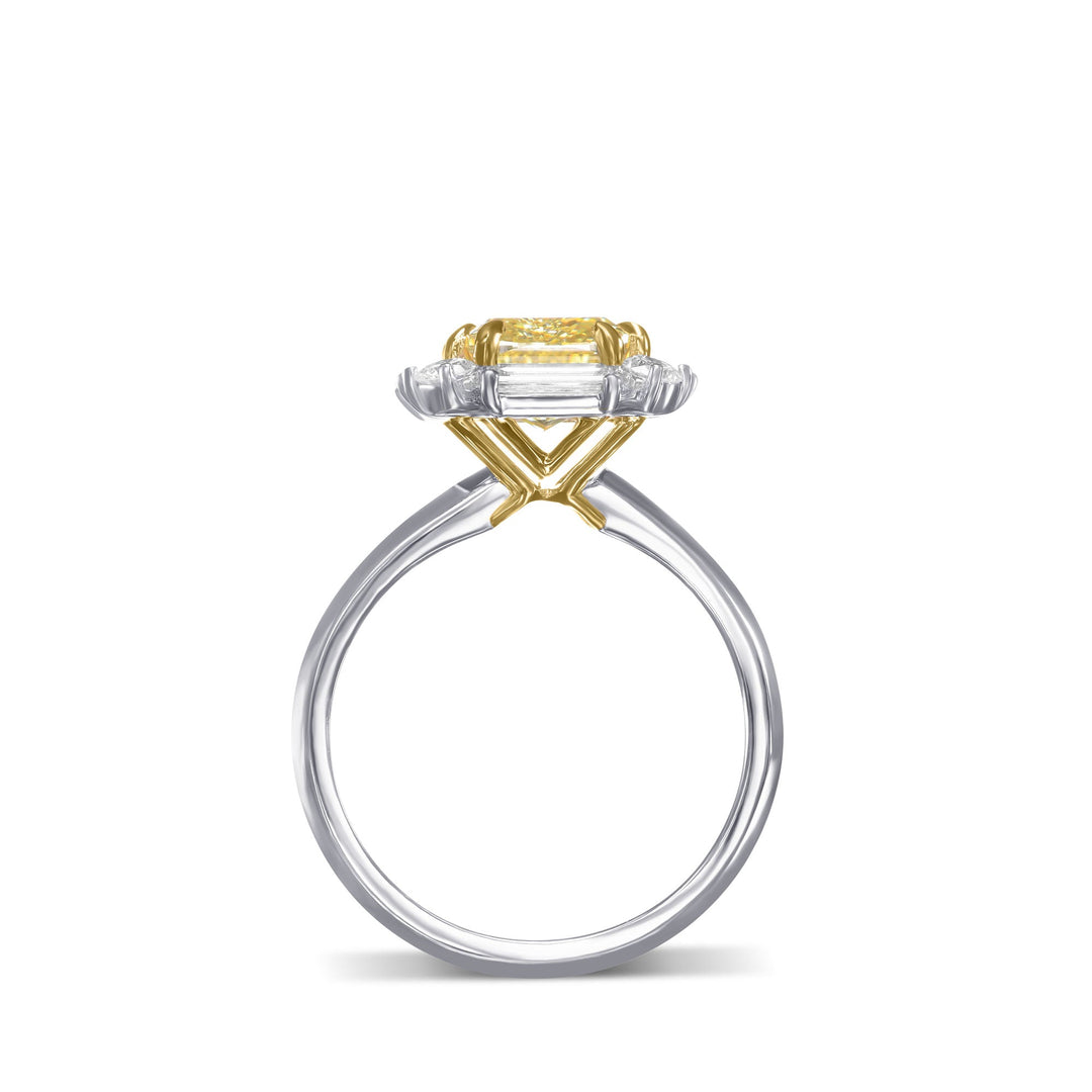 Leibish Fancy Yellow Cushion Halo Diamond Ring