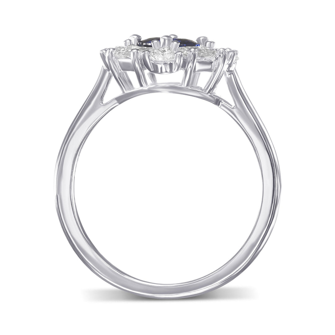 Leibish Round Blue Sapphire and Diamond Halo Ring