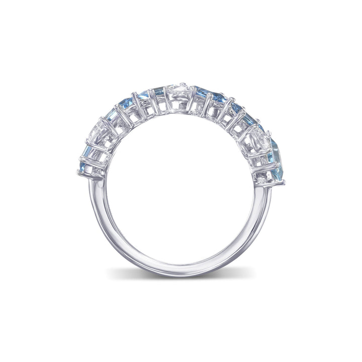 Leibish Aquamarine and Diamond Band Ring