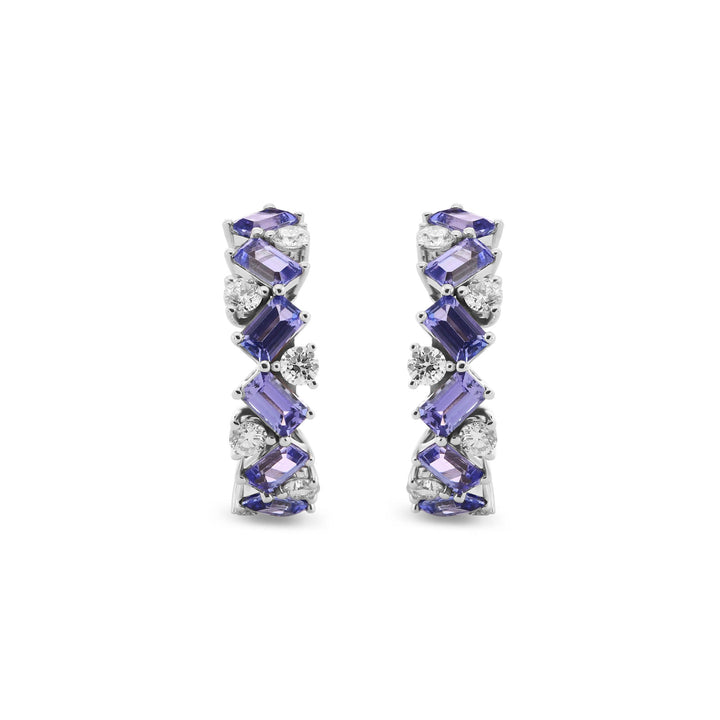 Leibish Tanzanite and Diamond Hoop Earrings