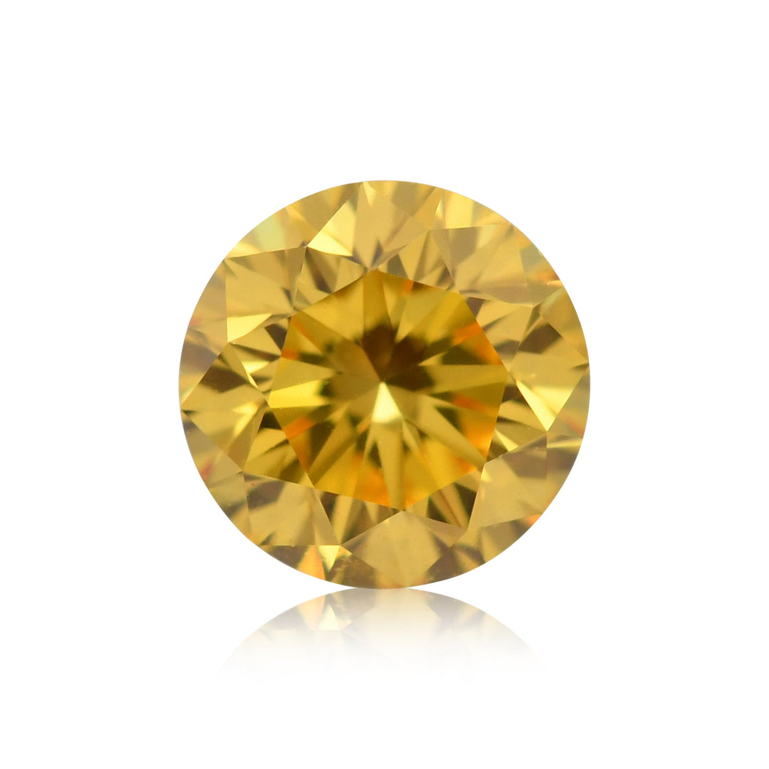 0.25 Carat Fancy Vivid Orangy Yellow Round Brilliant Diamond VVS2 GIA