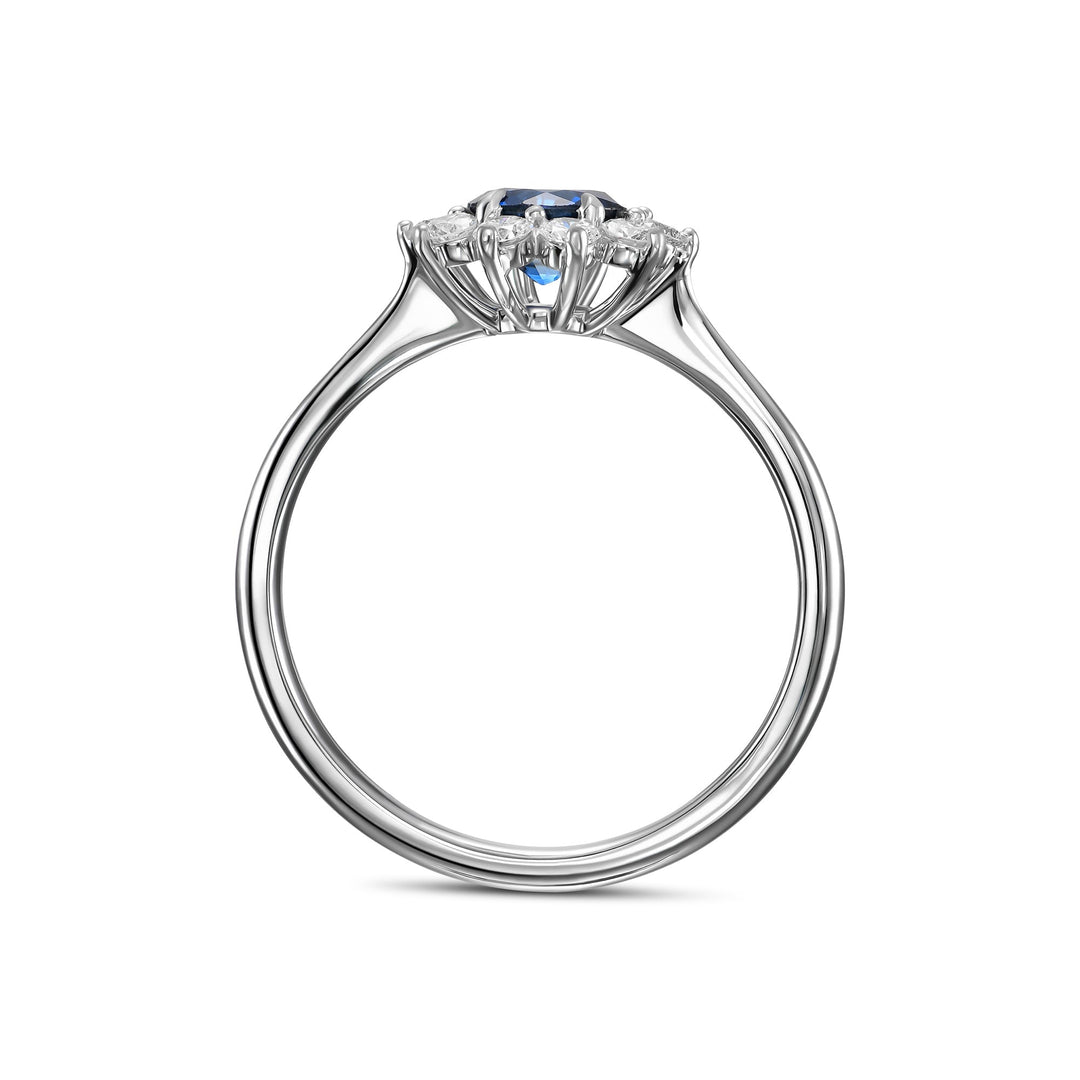 Leibish Round Blue Sapphire &amp; Diamond Halo Ring
