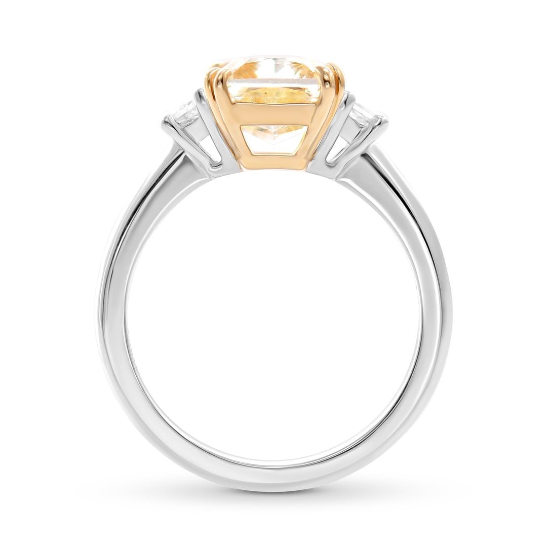 Leibish Light Yellow Y-Z Radiant Three-stone Diamond Ring