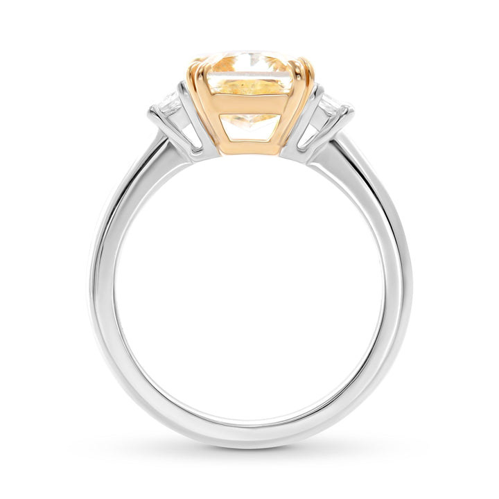 Leibish Light Yellow Y-Z Radiant Three-stone Diamond Ring