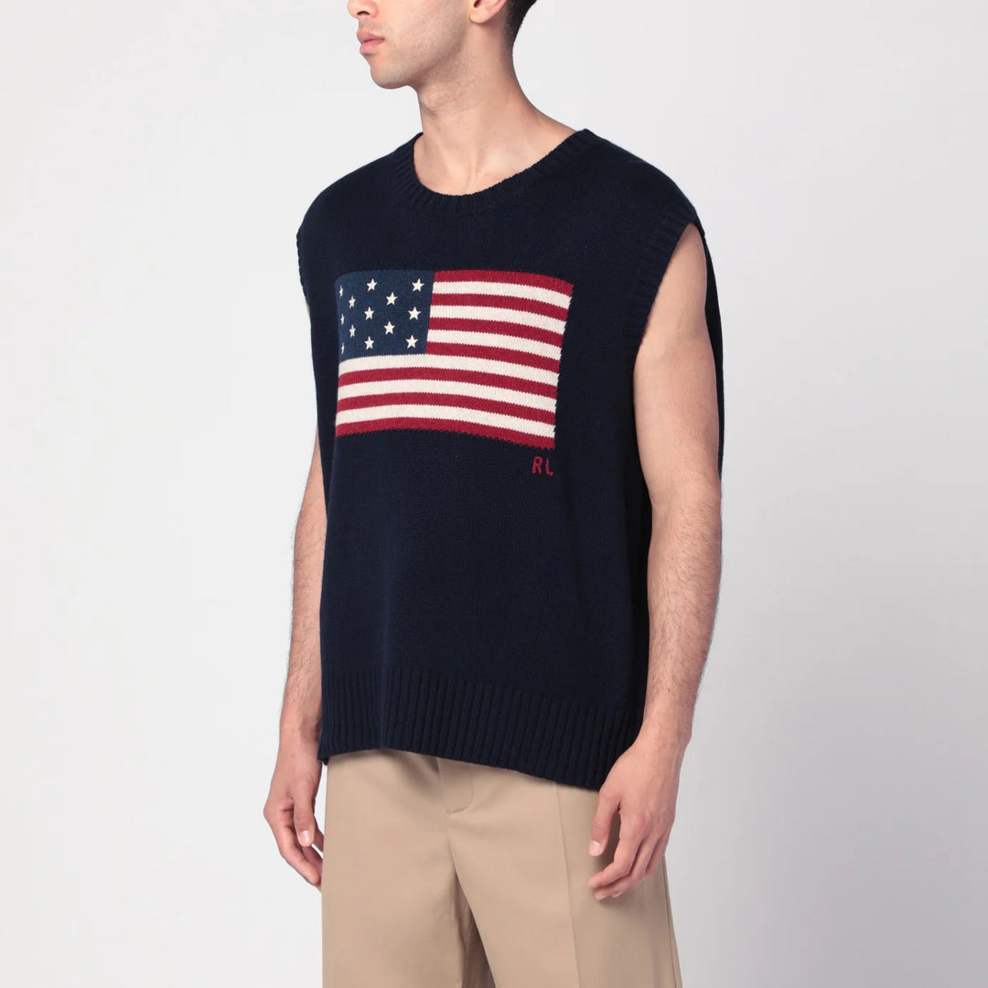Polo Ralph Lauren - Navy blue vest with flag Big-Fit