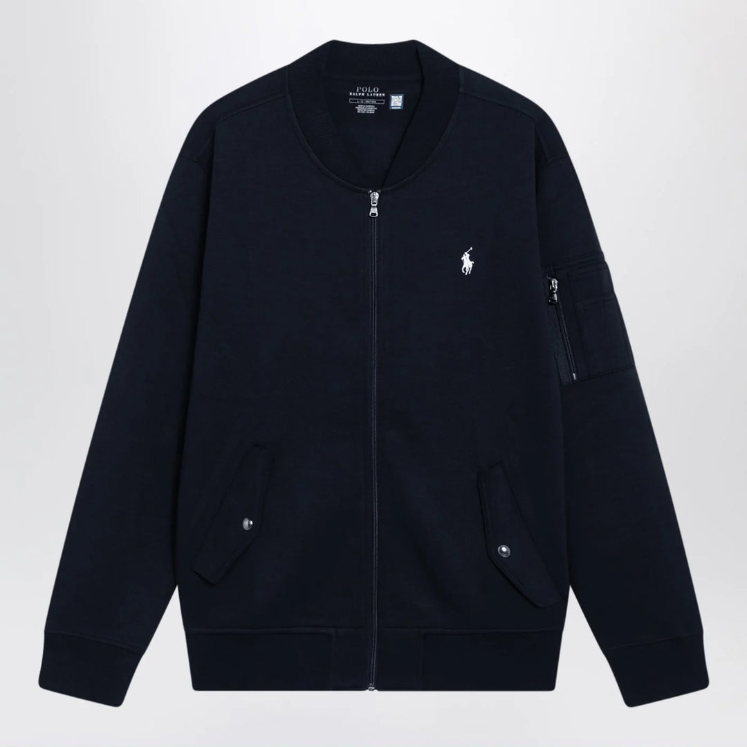 Polo Ralph Lauren - Navy blue zip-up cotton-blend sweatshirt