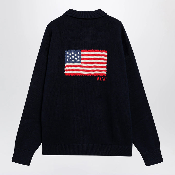 Polo Ralph Lauren - Navy blue polo sweater with flag motif