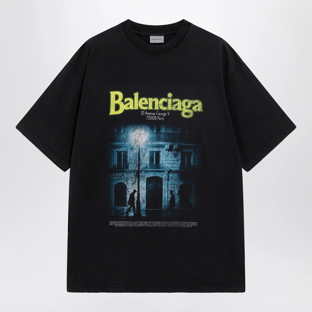 Balenciaga - The Address men’s regular-fit T-shirt in faded black cotton