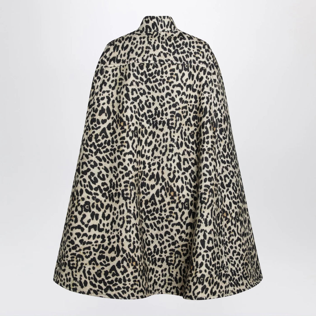 Valentino - Animal-print wool cape