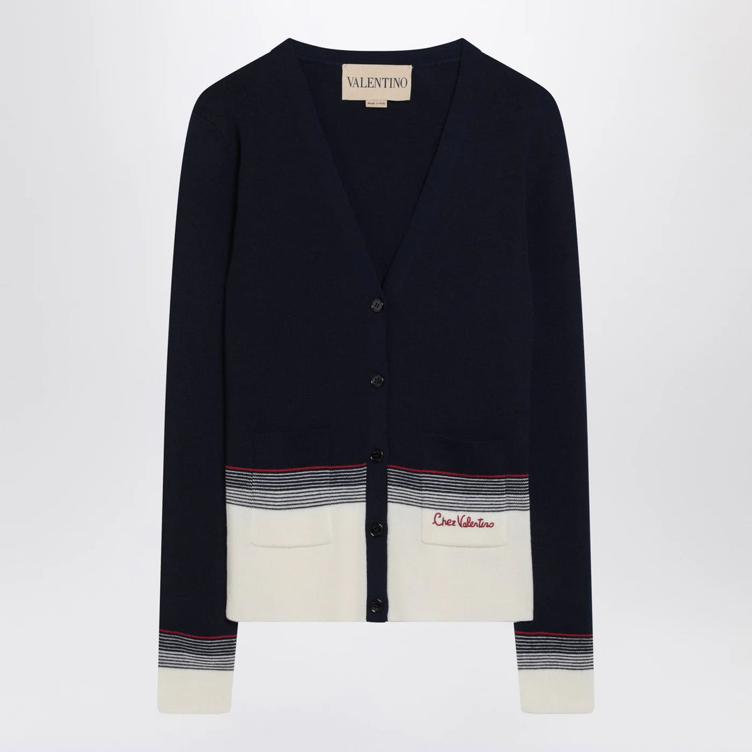 Valentino - Cardigan with Chez Valentino embroidery in wool