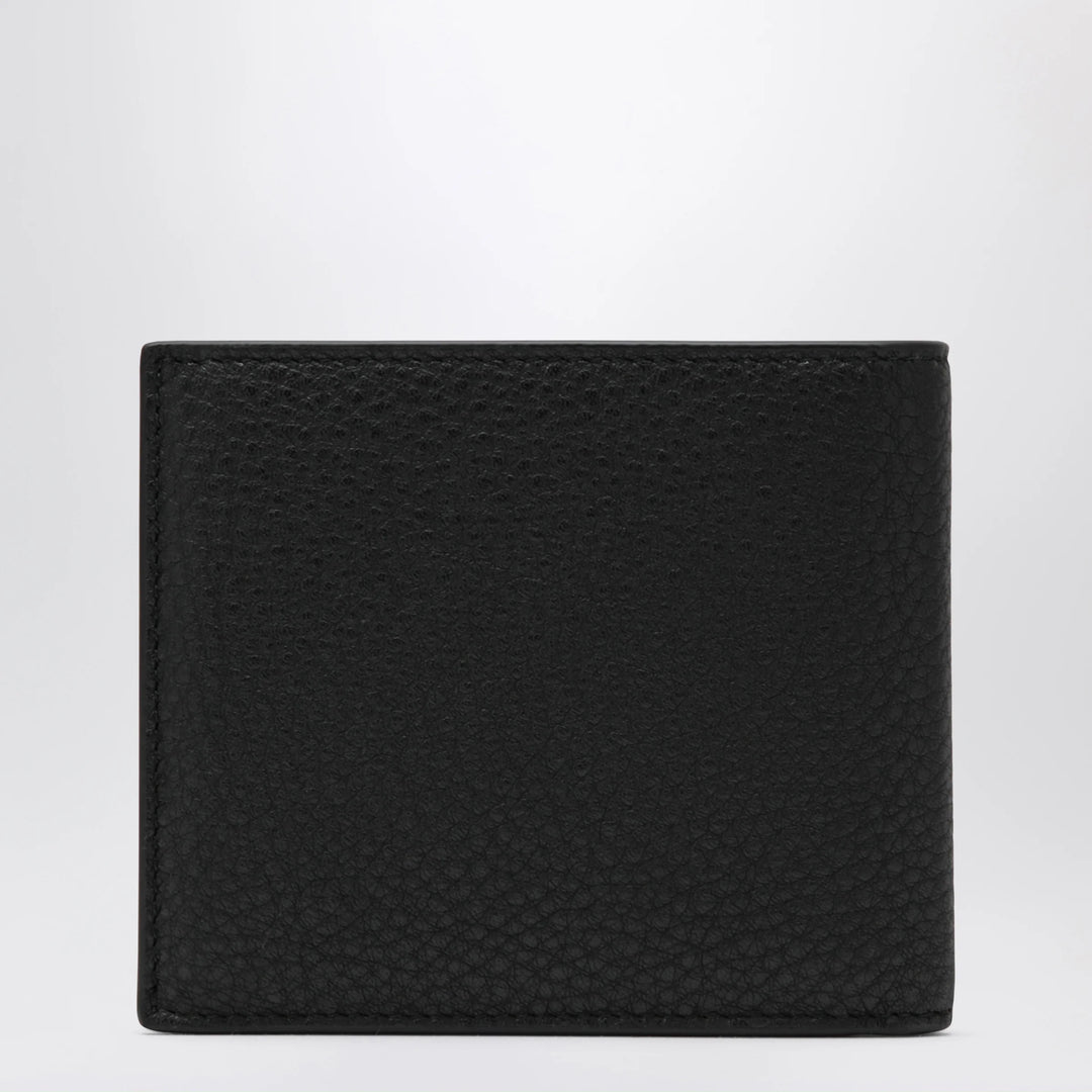 Balenciaga - Black grained leather card holder with logo