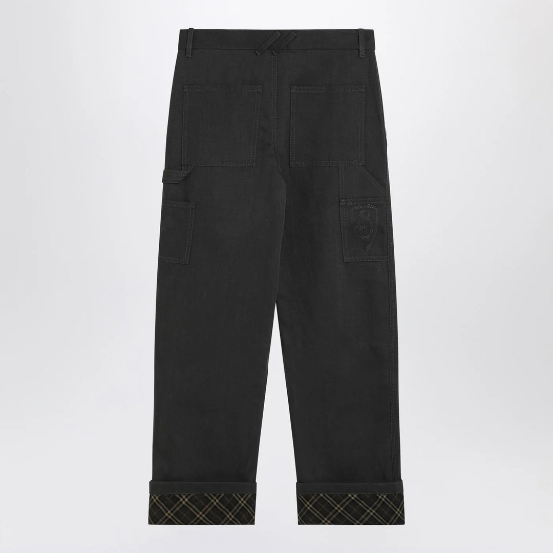 Burberry - Black trousers with Check pattern lapels
