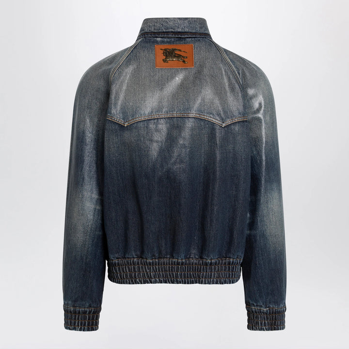 Burberry - Coated denim aviator jacket in mid blue