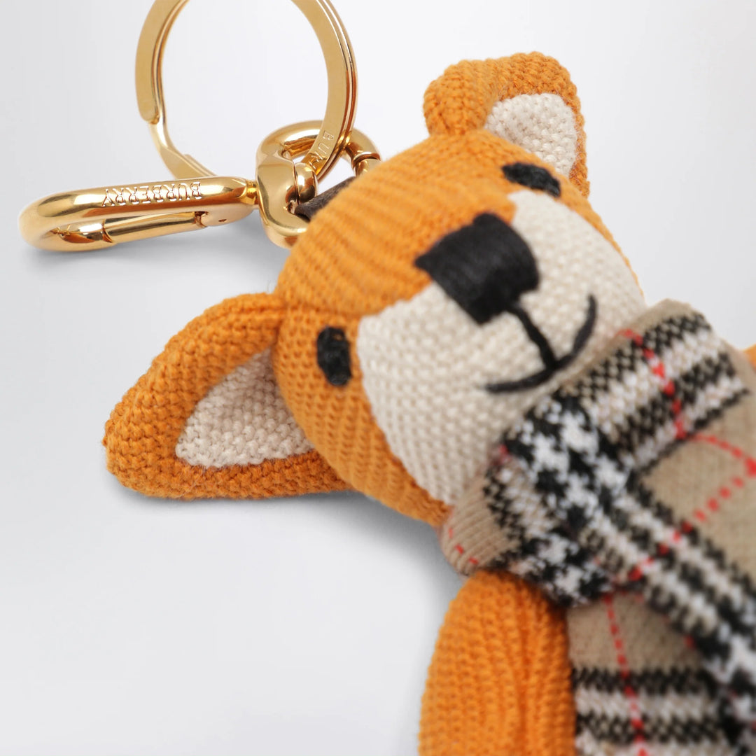 Burberry - Orange fox charm in knitted cotton