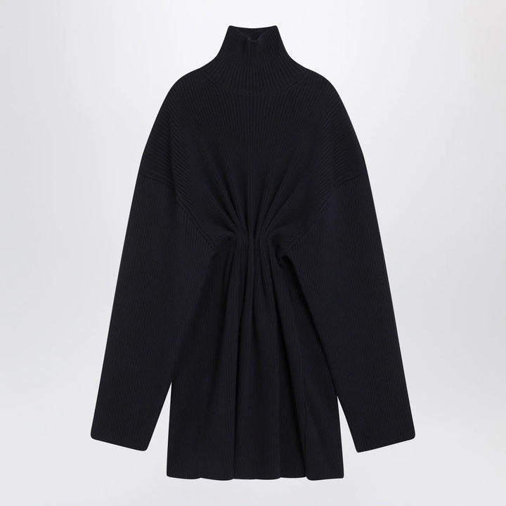 Balenciaga - Pinched navy mini dress in wool and cotton